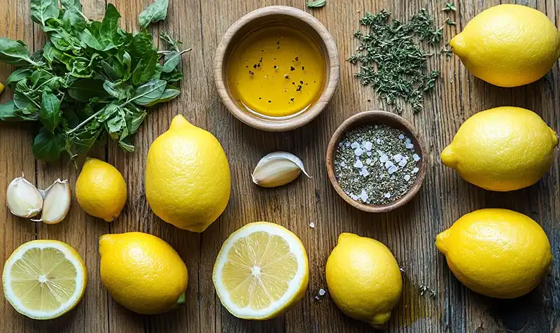 Ingredients for Homemade Lemon Vinaigrette Salad Dressing