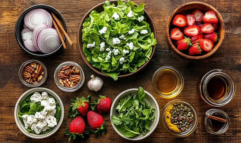 Ingredients for Spring Mix Salad with Balsamic Honey Dressing
