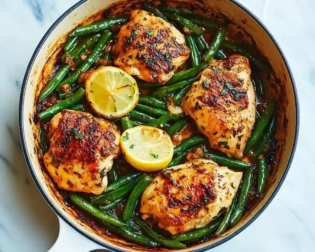 Lemon Garlic Butter Chicken Thighs and Green Beans Skillet