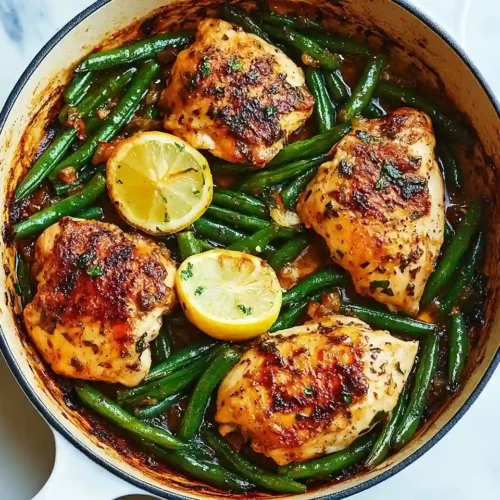 Lemon Garlic Butter Chicken Thighs and Green Beans Skillet