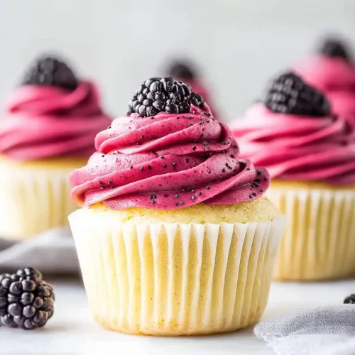 Lemon Poppy Seed Cupcakes with Blackberry Frosting 2 Lemon Poppy Seed Cupcakes