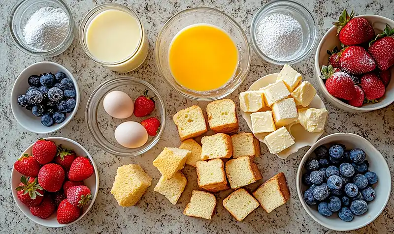 Main ingredients for Berry French Toast Casserole