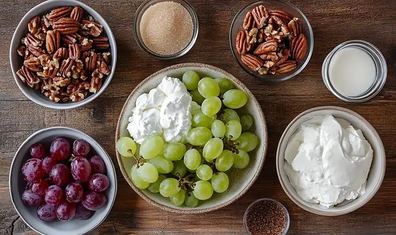 Creamy Grape Salad 3 Main ingredients for Copycat Grape Salad