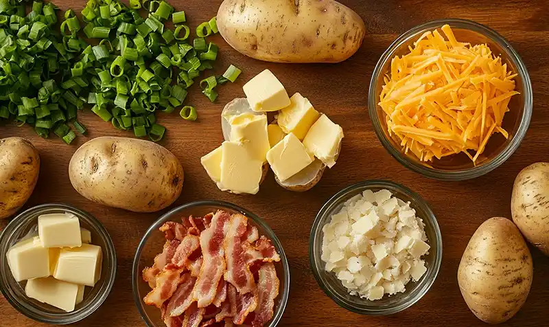 Main ingredients for Crispy Oven Baked Potato Skins