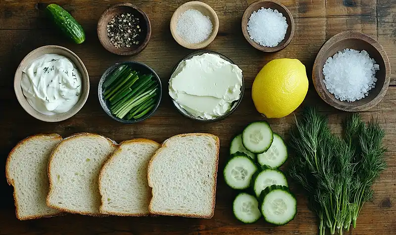 Tea Party Cucumber Sandwiches Recipe 3 Main ingredients for Tea Party Cucumber Sandwiches Recipe