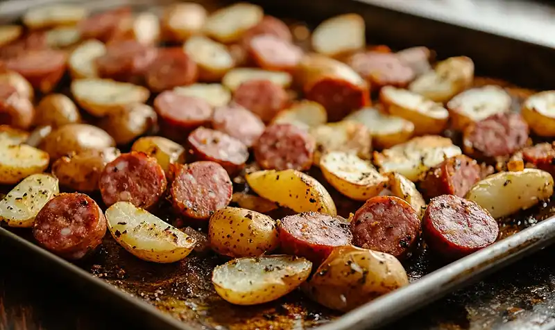 Making Cheesy Ranch Potato Bake with Sausage