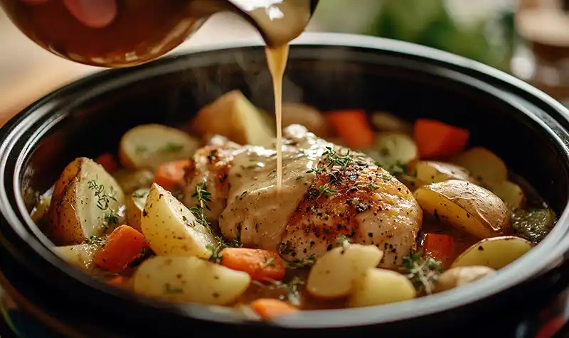 Making Garlic Butter Chicken And Veggies