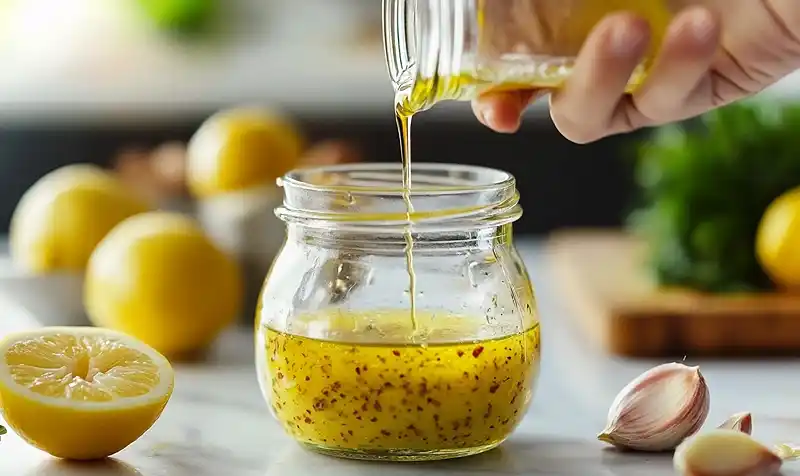 Making Lemon Garlic Salad Dressing