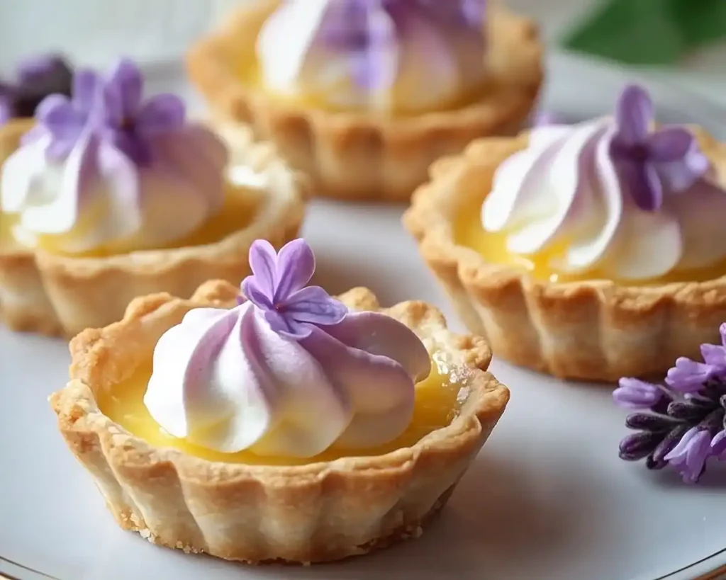 Mini Lemon Tart with Lilac Meringue