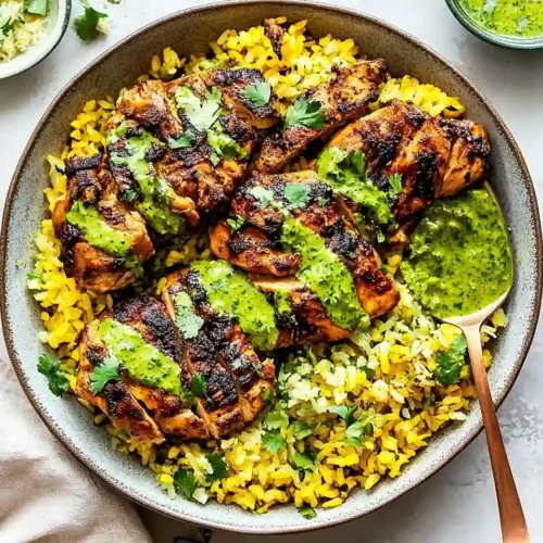 Peruvian Chicken with Zesty Green Sauce & Yellow Rice 2 Peruvian Chicken