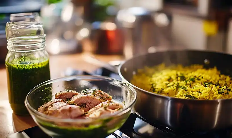 Peruvian Chicken with Zesty Green Sauce & Yellow Rice 4 Preparing Peruvian Chicken