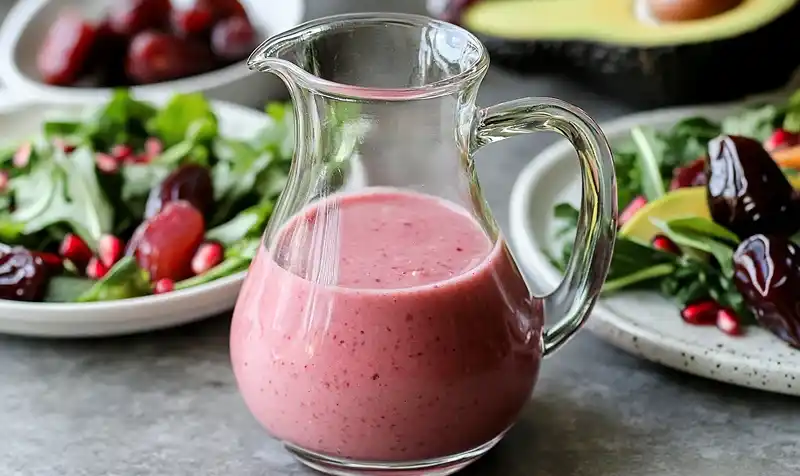Preparing the jus for Blueberry Pistachio Spring Salad