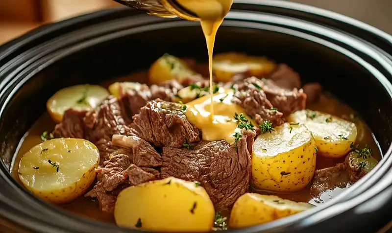 Slow Cooking Garlic Butter Beef Bites