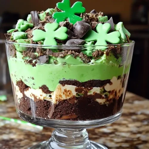 St. Patrick’s Day Brownie Trifle