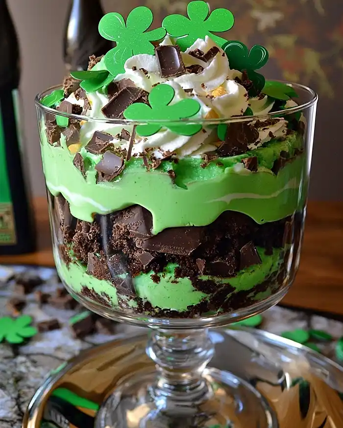 St. Patrick's Day Brownie Trifle for Parties