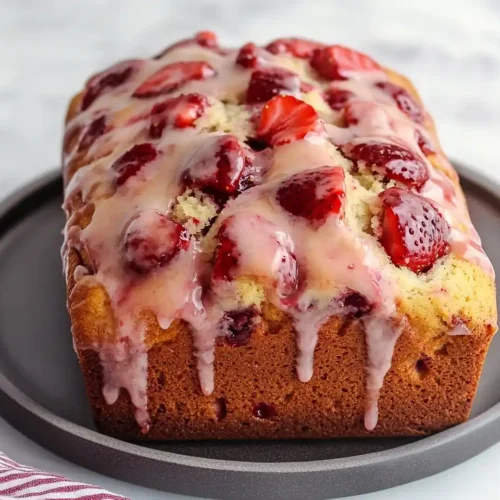 Strawberry Bread Loaf with Strawberry Glaze