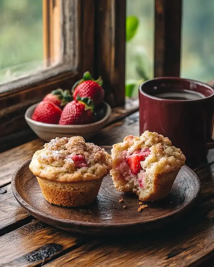 Strawberry Muffins with Streusel Topping recipe