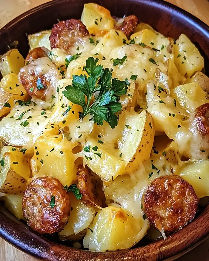 Sweet Cheesy Ranch Potato Bake with Sausage