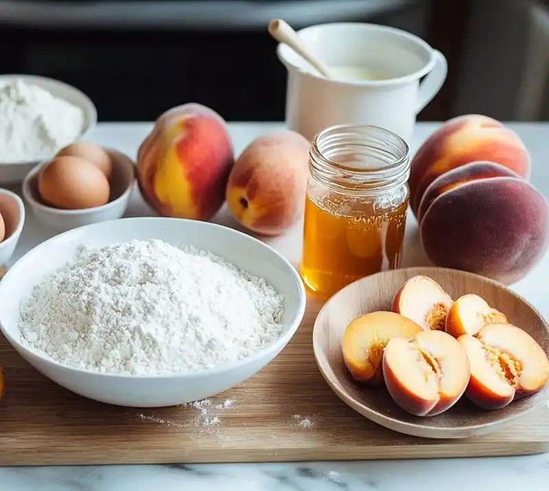 ingredients for Honey Peach Cream Cheese Cupcakes