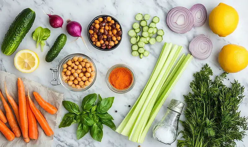 ingredients for cucumber celery olive odyssey salad