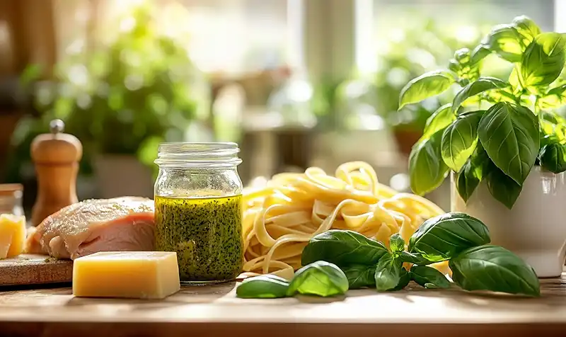 5 Ingredients for Creamy Pesto Chicken Pasta