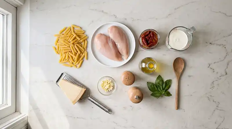 Creamy Sun-Dried Tomato Chicken Pasta 3 5 Ingredients for Creamy Sun-Dried Tomato Chicken Pasta