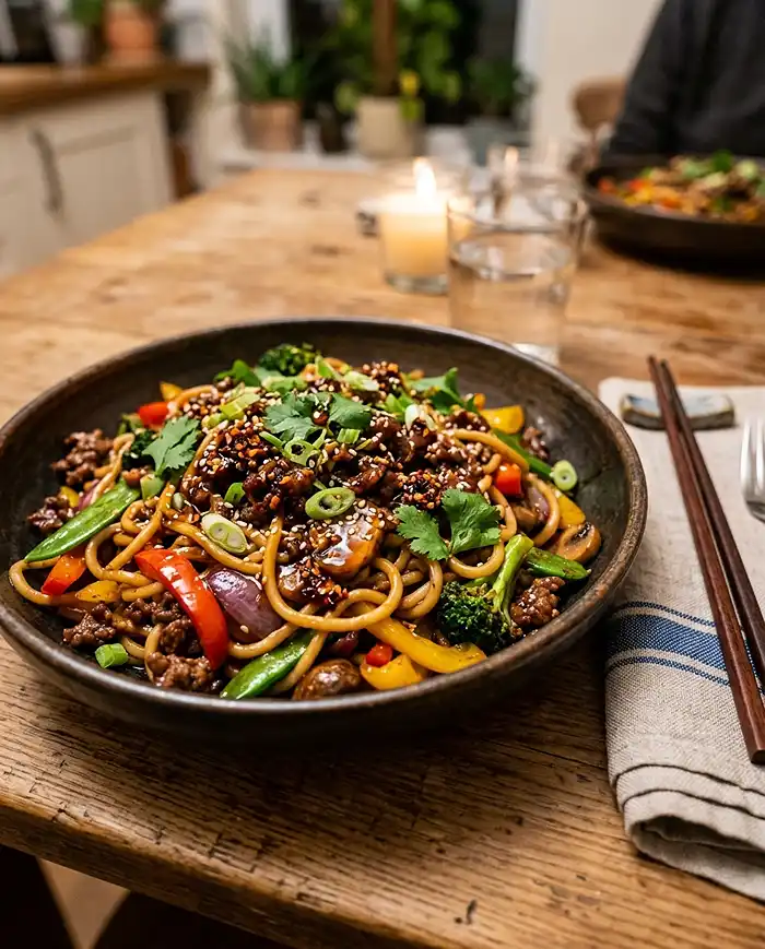 5-ingredient hot maple beef mince stir-fry Recipe