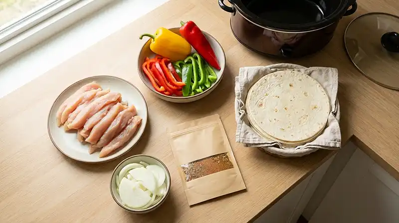 5 ingredients for Crockpot Fajitas