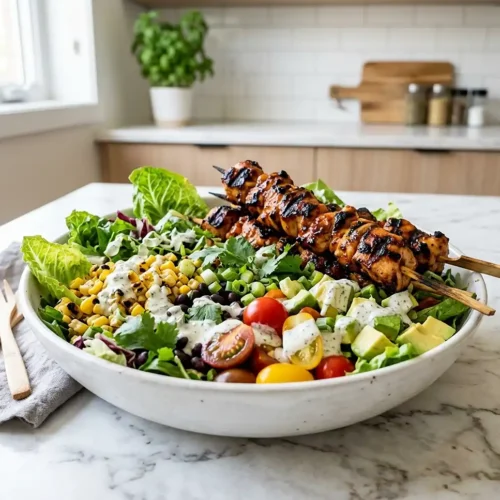 BBQ Chicken Skewer Salad