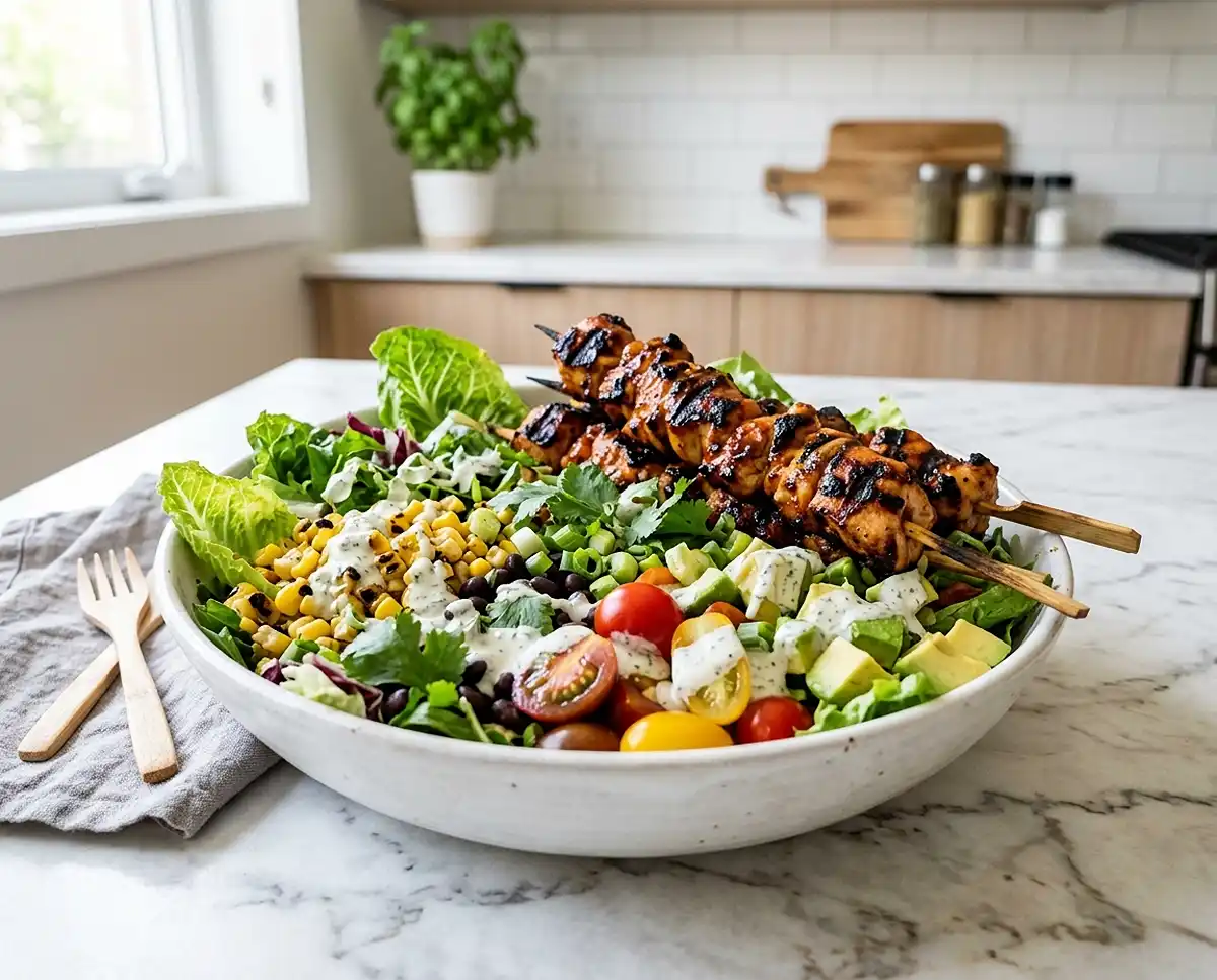 BBQ Chicken Skewer Salad