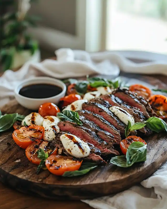 Balsamic Grilled Flank Steak Caprese Recipe