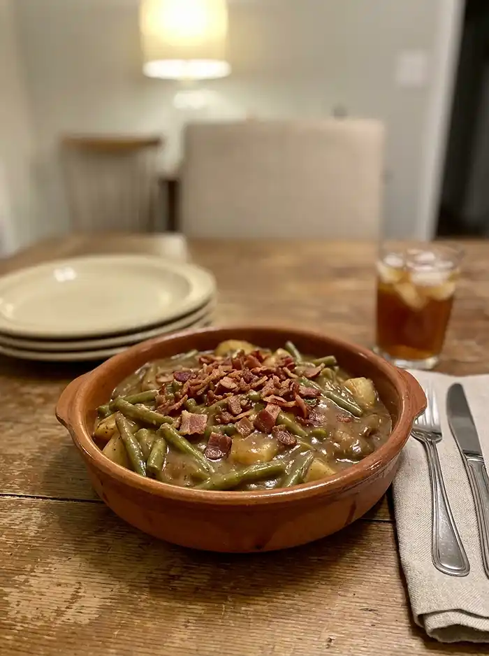 Cajun Smothered Green Beans With Sausage Recipe