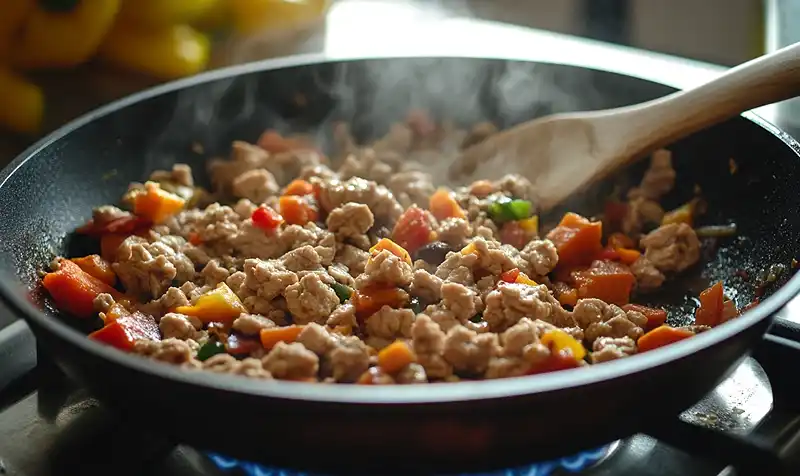 Cooking Sweet Potato and Ground Turkey Bake