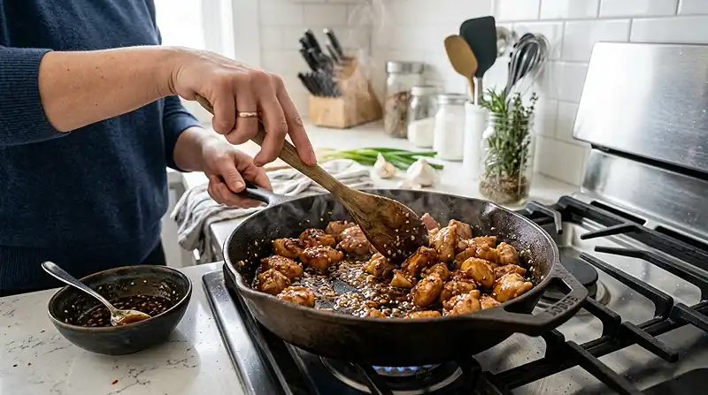 Cooking the Air Fryer Honey Garlic Chicken Bites