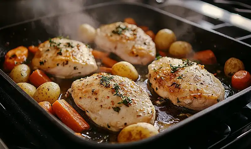 Cooking the Garlic Herb Chicken with Creamy Mashed Potatoes