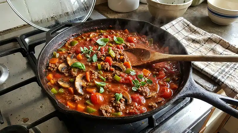 Dirty Spaghetti 4 Cooking the Sauce for Dirty Spaghetti