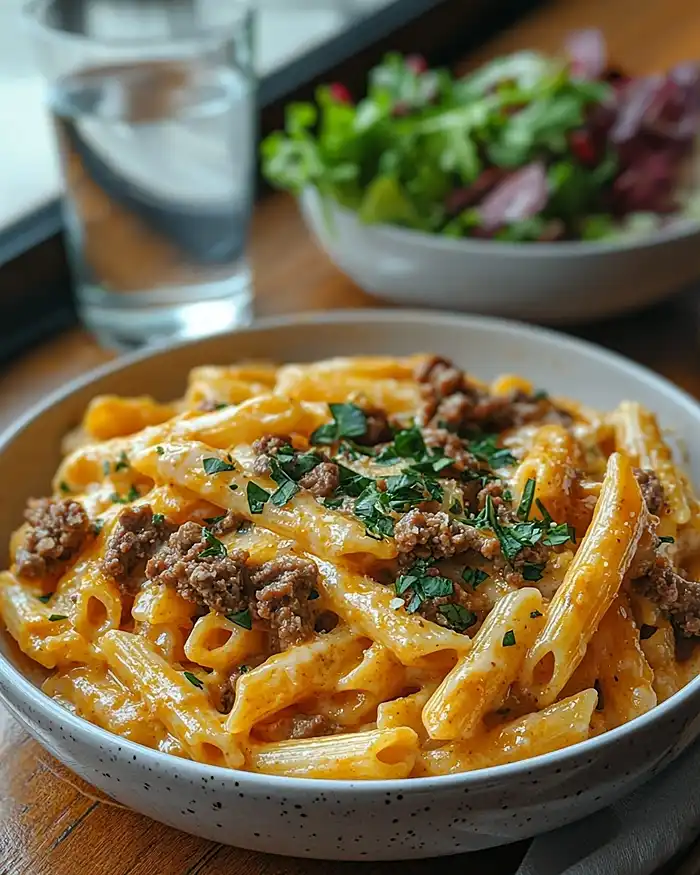 Creamy High Protein Beef Pasta Recipe