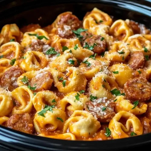 Crockpot Cheese Tortellini and Sausage