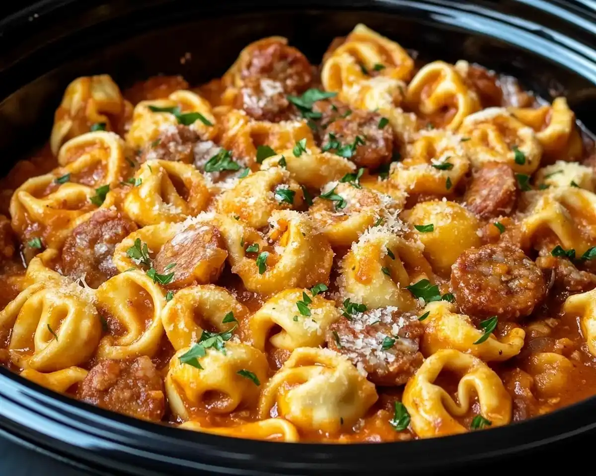 Crockpot Cheese Tortellini and Sausage