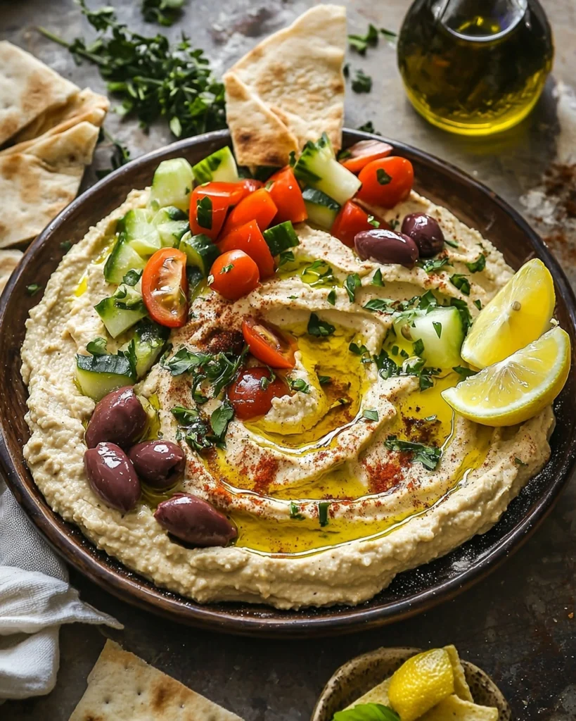 Greek Style Loaded Hummus Recipe
