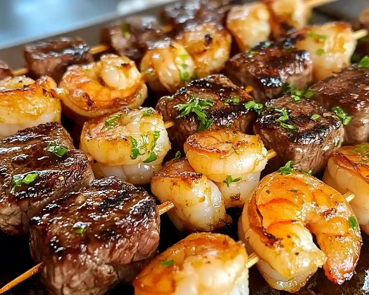 Grilled Steak and Shrimp Skewers