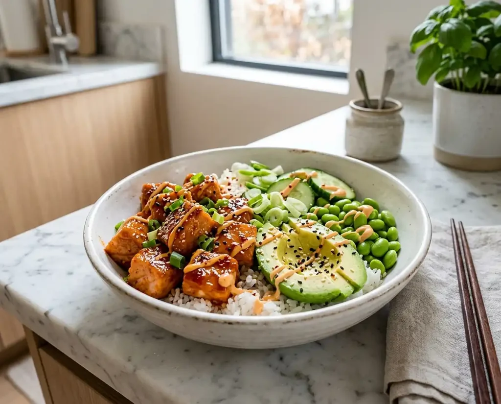 Honey Sriracha Salmon Bowls