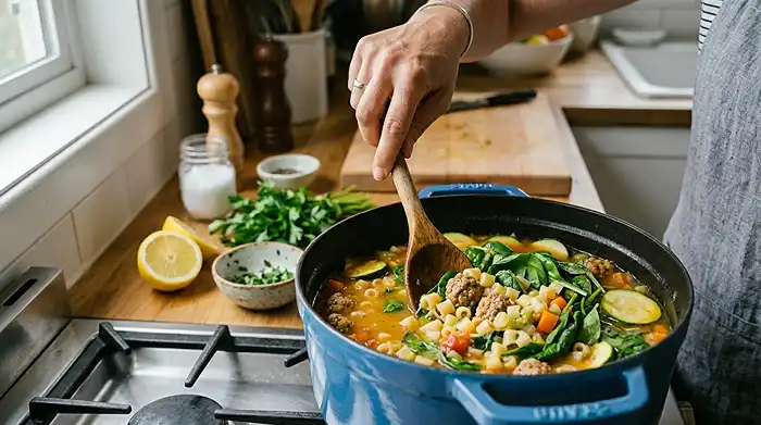 How to Make Summer Minestrone with Turkey Meatballs
