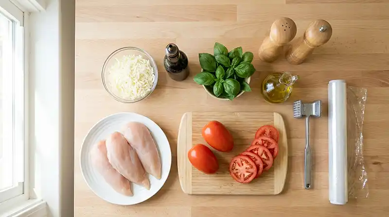 5-Ingredient Caprese Chicken 3 Ingredients for 5-Ingredient Caprese Chicken