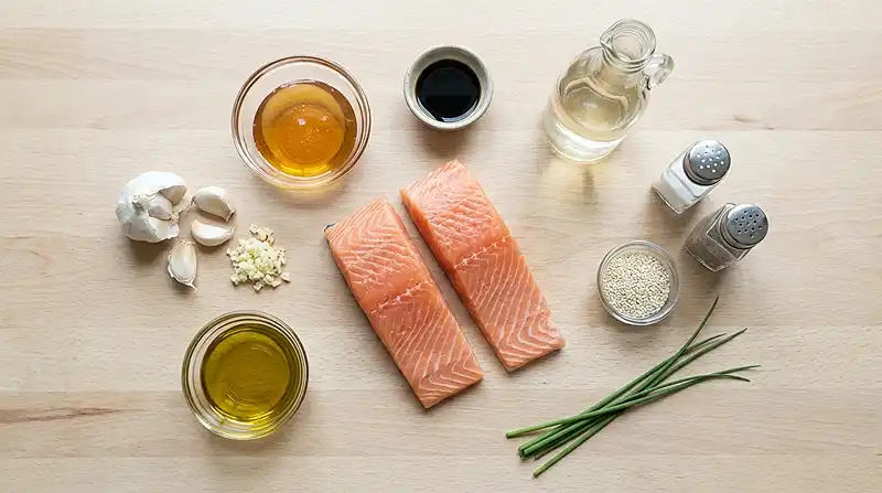 5-Ingredient Honey Garlic Salmon 3 Ingredients for 5-ingredient Honey Garlic Salmon