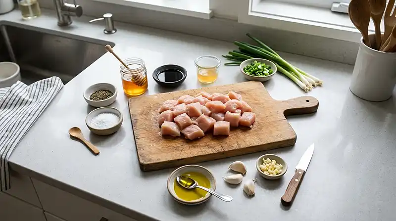 Ingredients for Air Fryer Honey Garlic Chicken Bites