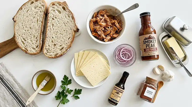 Ingredients for BBQ Chicken Grilled Cheese