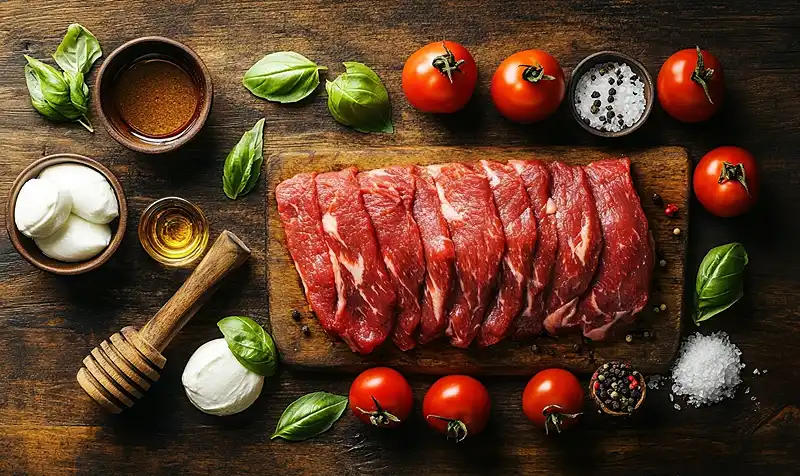 Ingredients for Balsamic Grilled Flank Steak Caprese