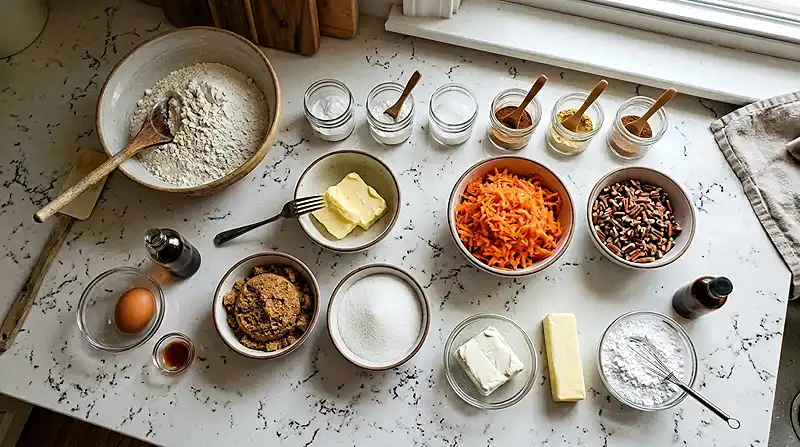 Ingredients for Carrot Cake Cookies with Cream Cheese Frosting