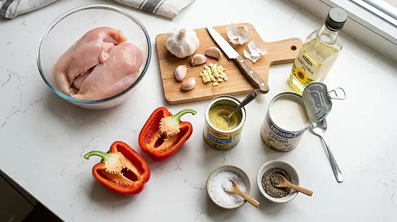 Ingredients for Creamy Garlic Chicken